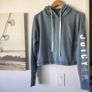 Juicy Cropped Hoodie Sweatshirt - vintage light blue - M